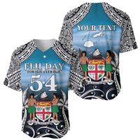 Personalised Happy 54th Fiji Day Baseball Jersey Forever Fiji With Tapa Tribal Pattern LT05 - Polynesian Pride