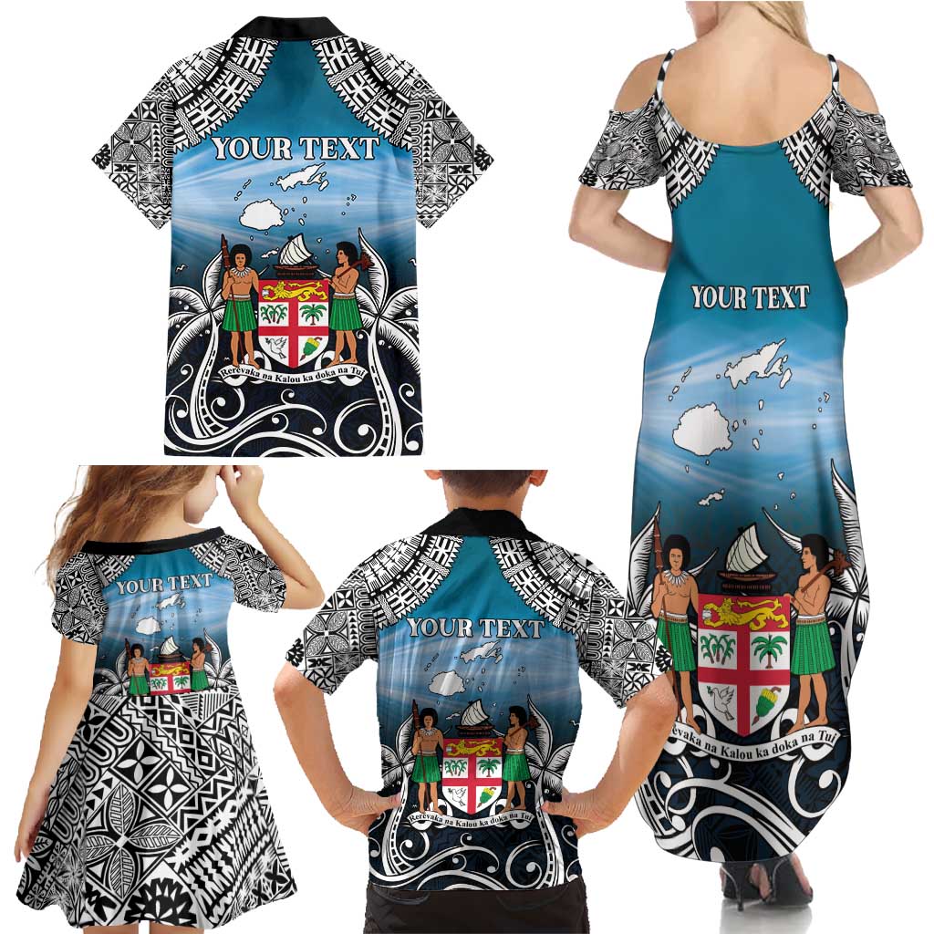 Personalised Happy 50th Fiji Day Family Matching Summer Maxi Dress and Hawaiian Shirt Forever Fiji With Tapa Tribal Pattern