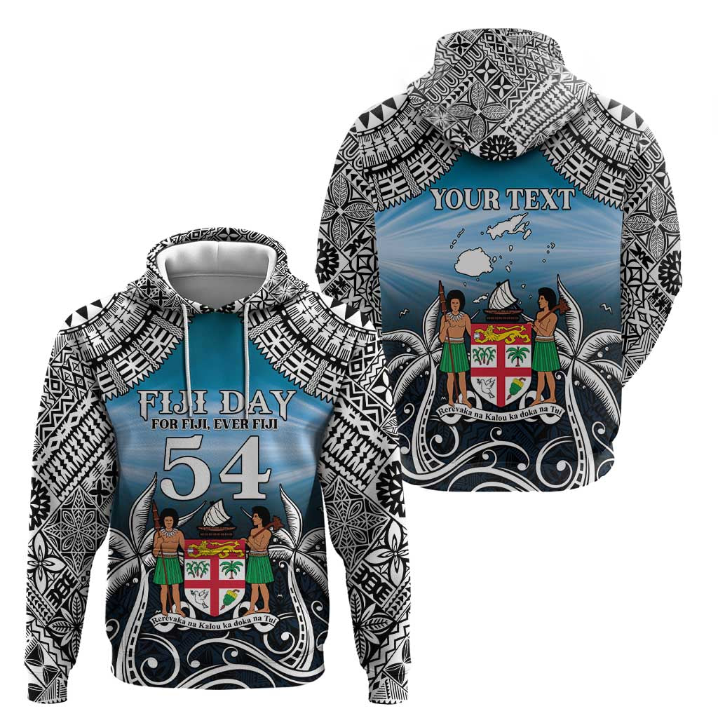 Personalised Happy 54th Fiji Day Hoodie Forever Fiji With Tapa Tribal Pattern LT05 - Polynesian Pride