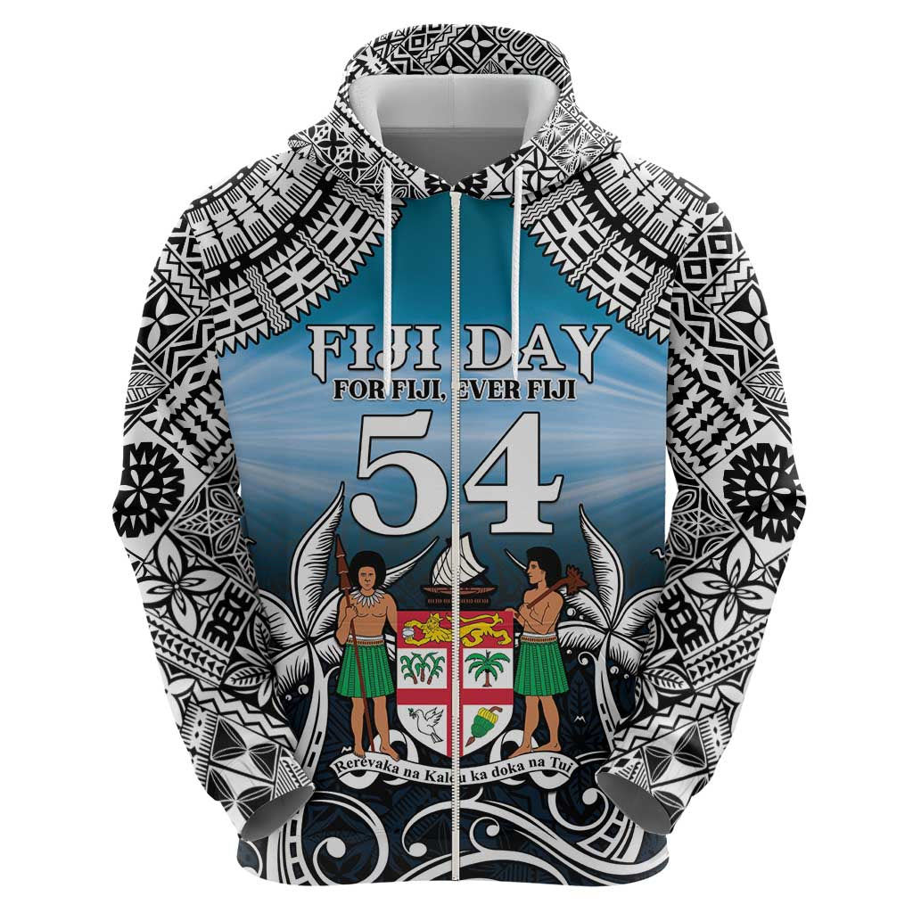 Personalised Happy 54th Fiji Day Hoodie Forever Fiji With Tapa Tribal Pattern LT05 - Polynesian Pride