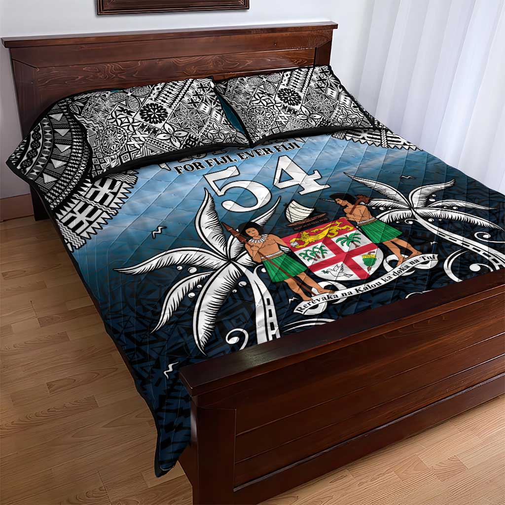 Happy 54th Fiji Day Quilt Bed Set Forever Fiji With Tapa Tribal Pattern