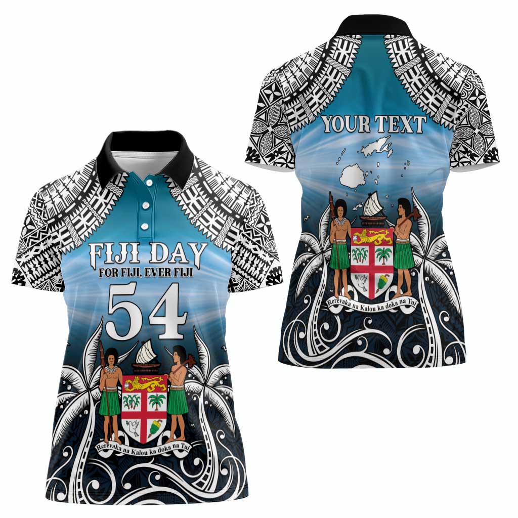Personalised Happy 50th Fiji Day Women Polo Shirt Forever Fiji With Tapa Tribal Pattern