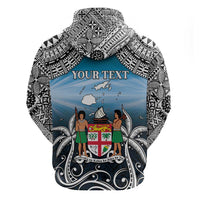 Personalised Happy 50th Fiji Day Zip Hoodie Forever Fiji With Tapa Tribal Pattern