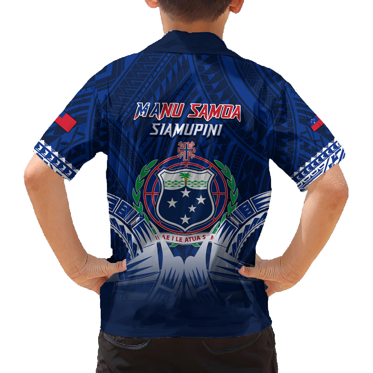 Samoa Rugby Family Matching Long Sleeve Bodycon Dress and Hawaiian Shirt World Cup 2023 Coat Of Arms With Polynesian Pattern LT05 - Polynesian Pride