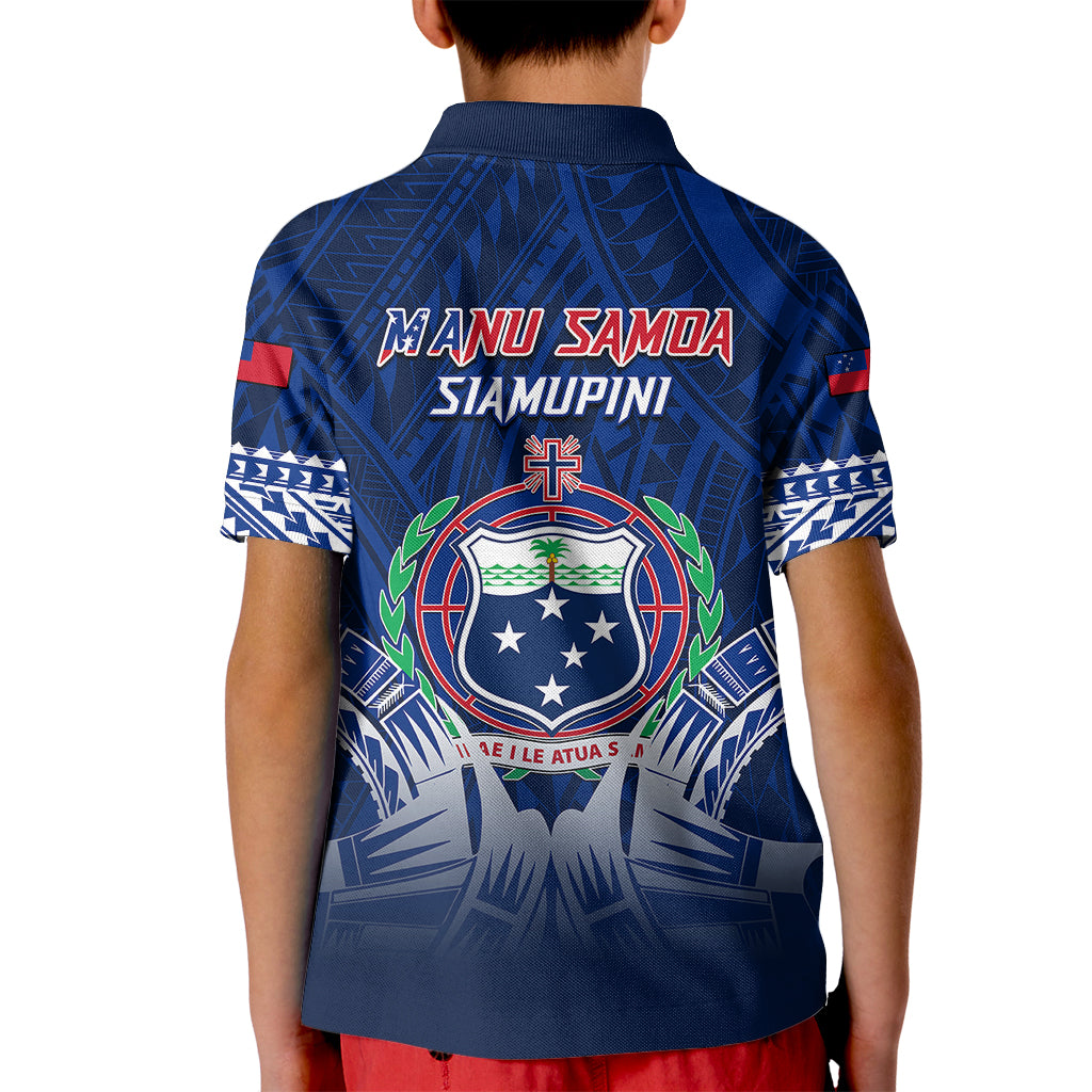 Samoa Rugby Kid Polo Shirt World Cup 2023 Coat Of Arms With Polynesian Pattern LT05 - Polynesian Pride