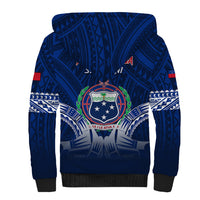 Samoa Rugby Sherpa Hoodie World Cup 2023 Coat Of Arms With Polynesian Pattern LT05 - Polynesian Pride