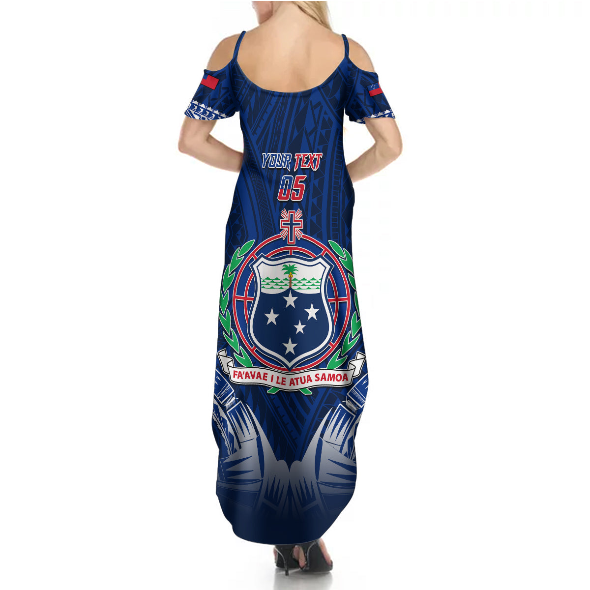 Custom Samoa Rugby Summer Maxi Dress World Cup 2023 Coat Of Arms With Polynesian Pattern LT05 - Polynesian Pride