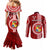 Tonga Rugby Couples Matching Mermaid Dress and Long Sleeve Button Shirts World Cup 2023 Coat Of Arms Ngatu Pattern LT05 - Polynesian Pride