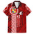 Tonga Rugby Family Matching Off Shoulder Short Dress and Hawaiian Shirt World Cup 2023 Coat Of Arms Ngatu Pattern LT05 Dad's Shirt - Short Sleeve Red - Polynesian Pride