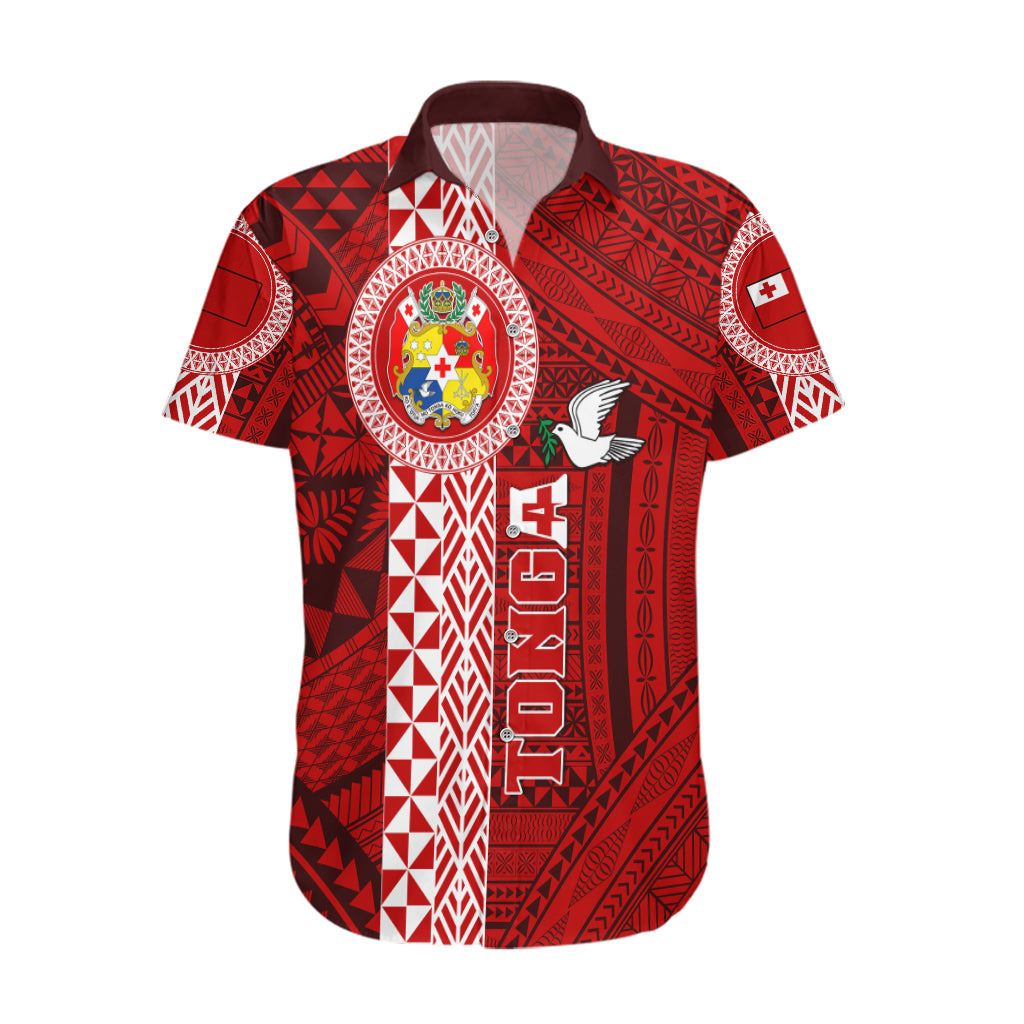 Tonga Rugby Hawaiian Shirt World Cup 2023 Coat Of Arms Ngatu Pattern LT05 Red - Polynesian Pride