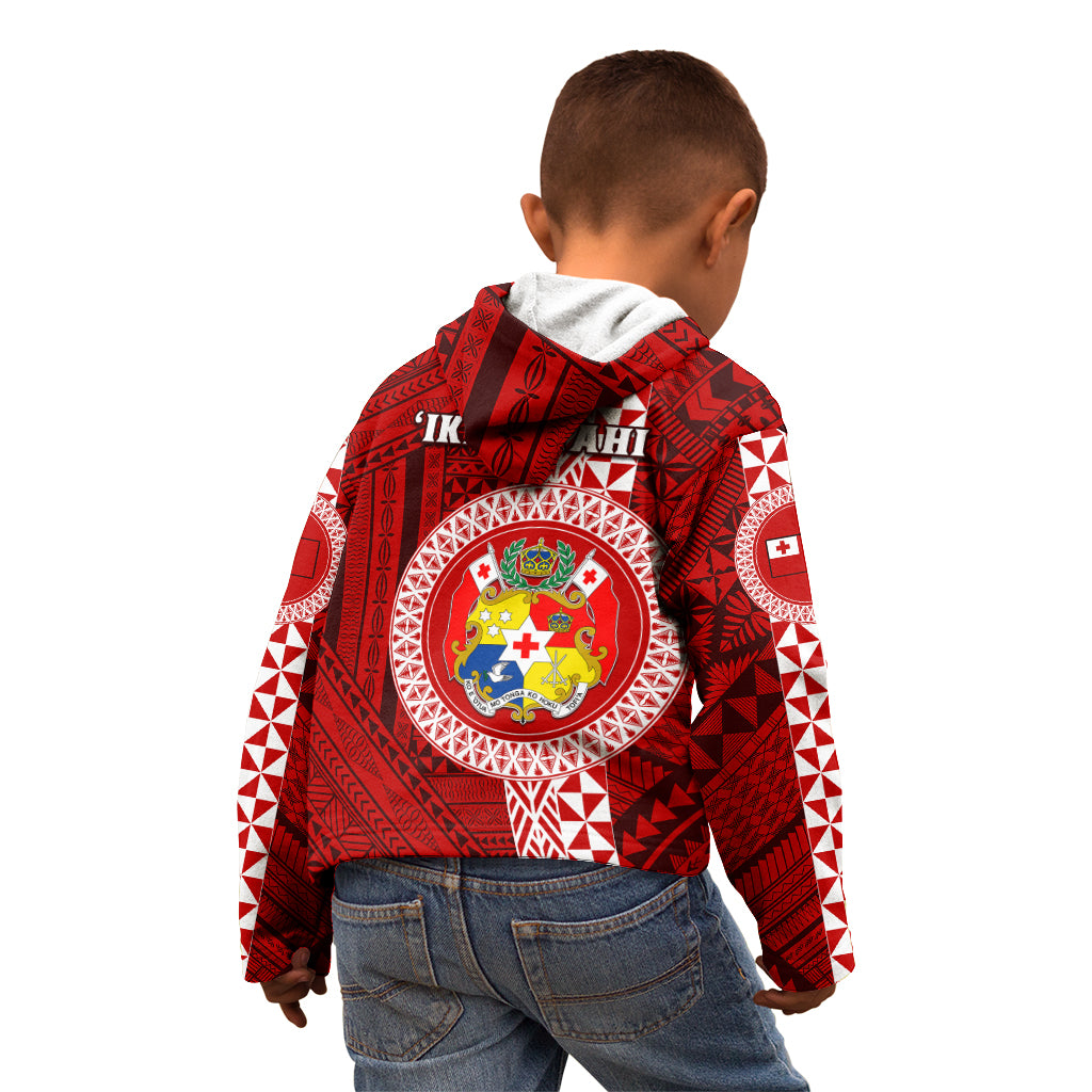 Tonga Rugby Kid Hoodie World Cup 2023 Coat Of Arms Ngatu Pattern LT05 - Polynesian Pride
