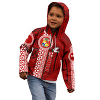 Tonga Rugby Kid Hoodie World Cup 2023 Coat Of Arms Ngatu Pattern LT05 - Polynesian Pride