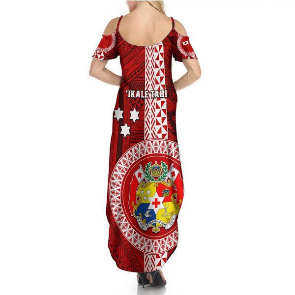 Custom Tonga Rugby Off Shoulder Sweater World Cup 2023 Coat Of Arms Ngatu Pattern LT05 main image 0