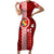 Custom Tonga Rugby Short Sleeve Bodycon Dress World Cup 2023 Coat Of Arms Ngatu Pattern LT05 Long Dress Red - Polynesian Pride