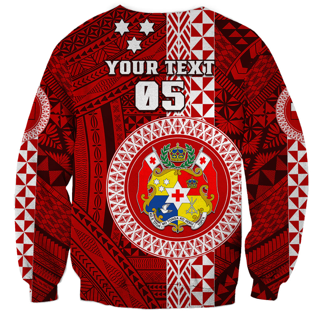 Custom Tonga Rugby Sweatshirt World Cup 2023 Coat Of Arms Ngatu Pattern LT05 - Polynesian Pride
