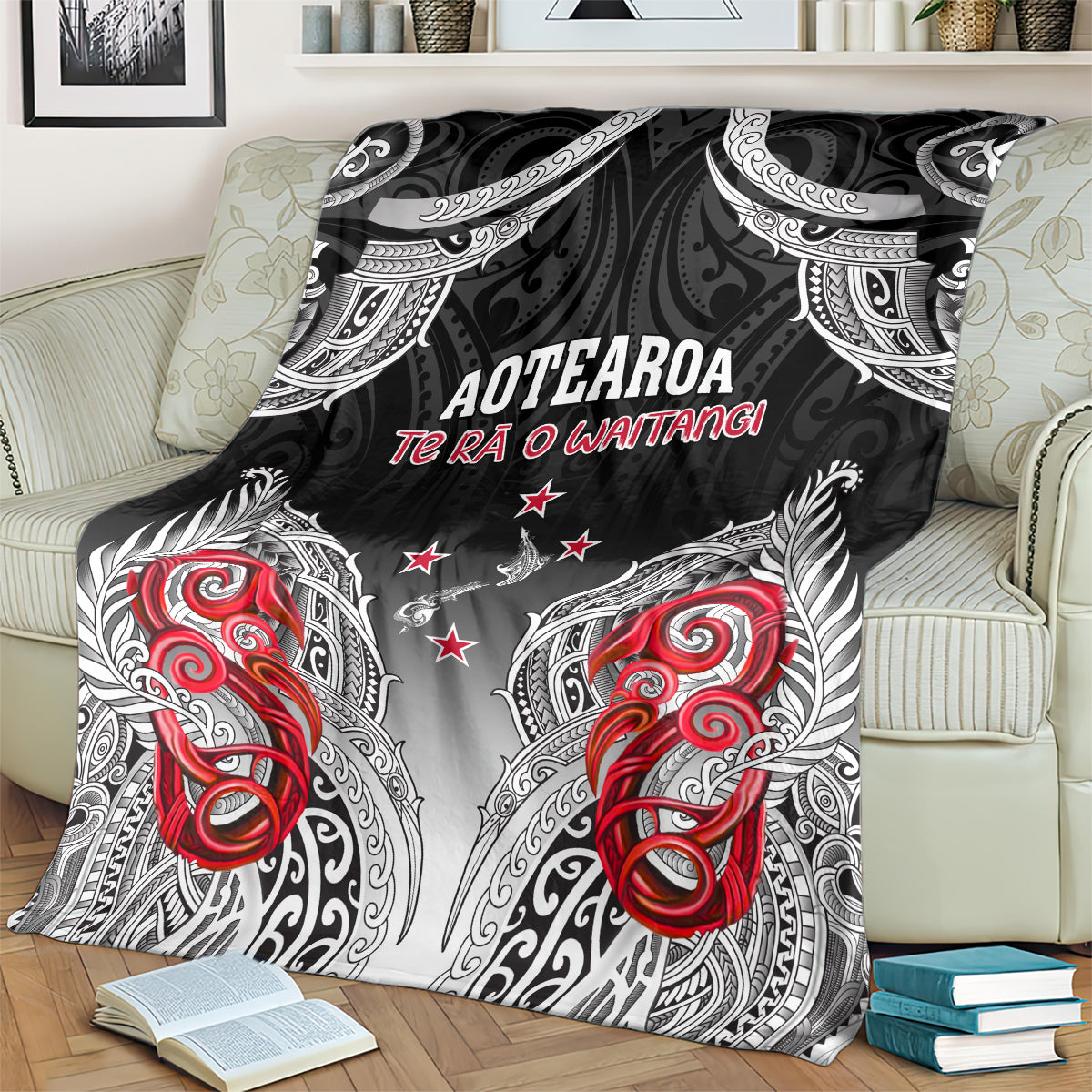 New Zealand Waitangi Day Blanket Aotearoa Te Ra O Waitangi Manaia Maori Pattern LT05 - Polynesian Pride