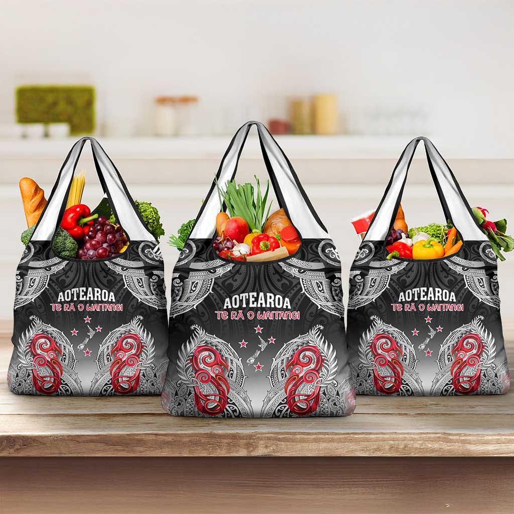 New Zealand Waitangi Day Grocery Bag Aotearoa Te Ra O Waitangi Manaia Maori Pattern