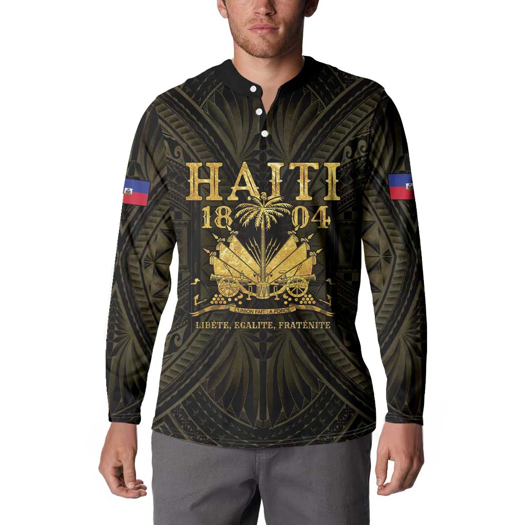 Haiti 1804 Button Sweatshirt Polynesian Gold Neg Maron