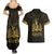 Haiti 1804 Couples Matching Summer Maxi Dress and Hawaiian Shirt Polynesian Gold Neg Maron