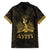 Haiti 1804 Family Matching Long Sleeve Bodycon Dress and Hawaiian Shirt Polynesian Gold Neg Maron