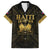 Haiti 1804 Family Matching Off The Shoulder Long Sleeve Dress and Hawaiian Shirt Polynesian Gold Neg Maron