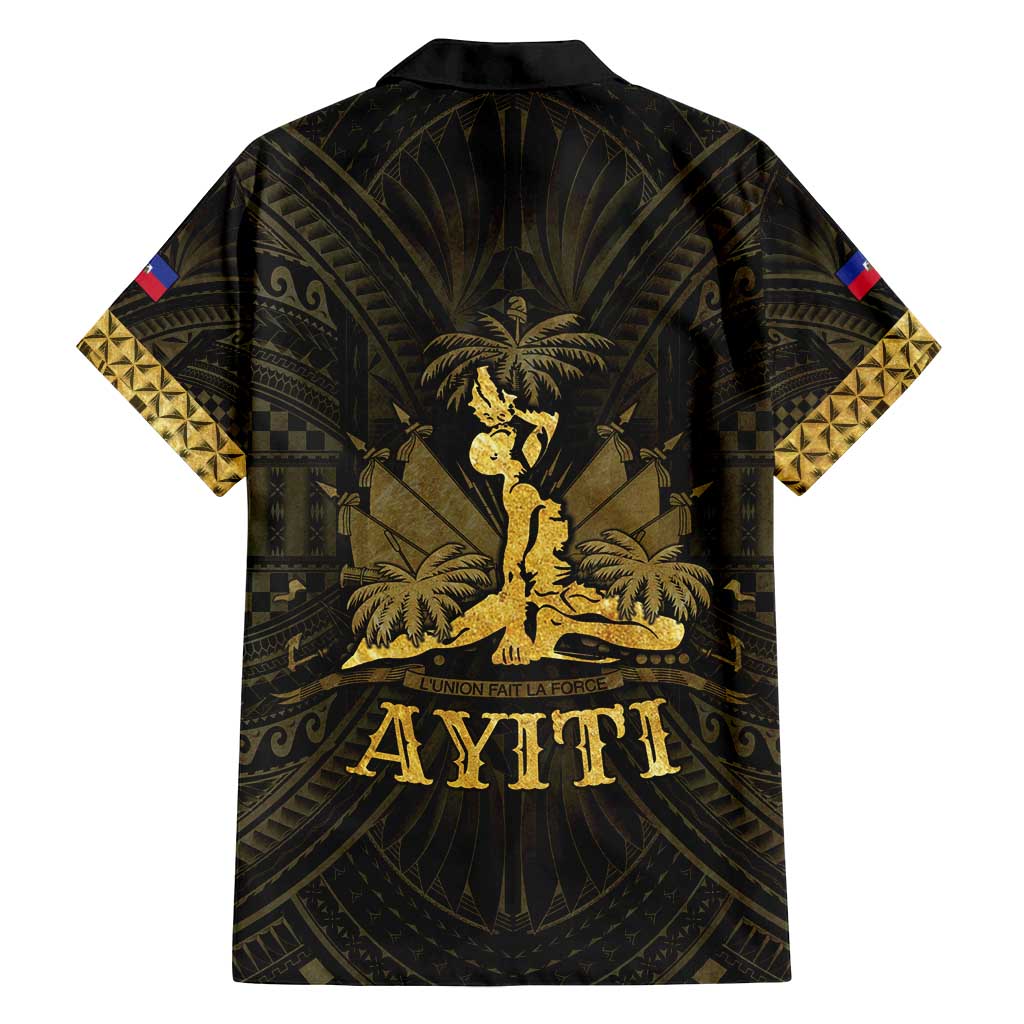 Haiti 1804 Family Matching Off Shoulder Maxi Dress and Hawaiian Shirt Polynesian Gold Neg Maron