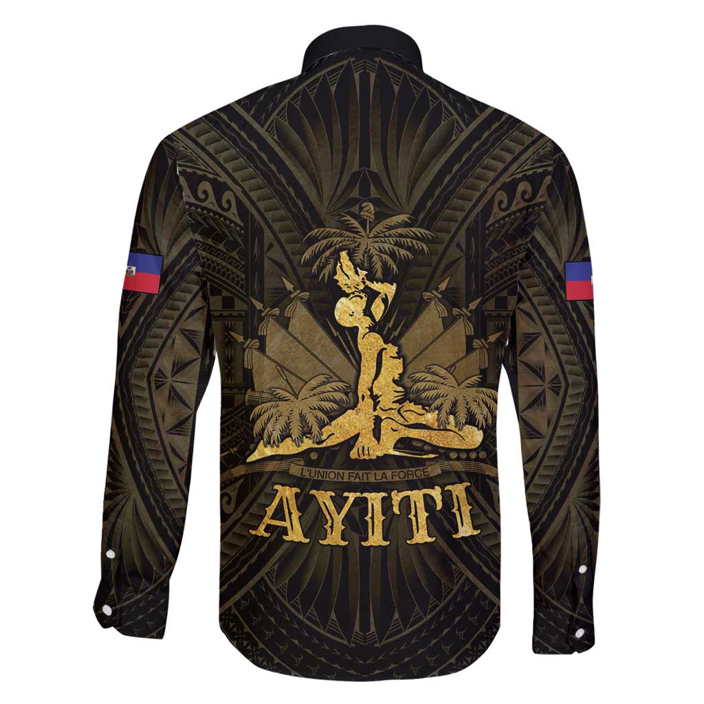 Haiti 1804 Family Matching Puletasi and Hawaiian Shirt Polynesian Gold Neg Maron