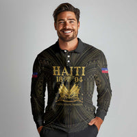 Haiti 1804 Long Sleeve Polo Shirt Polynesian Gold Neg Maron