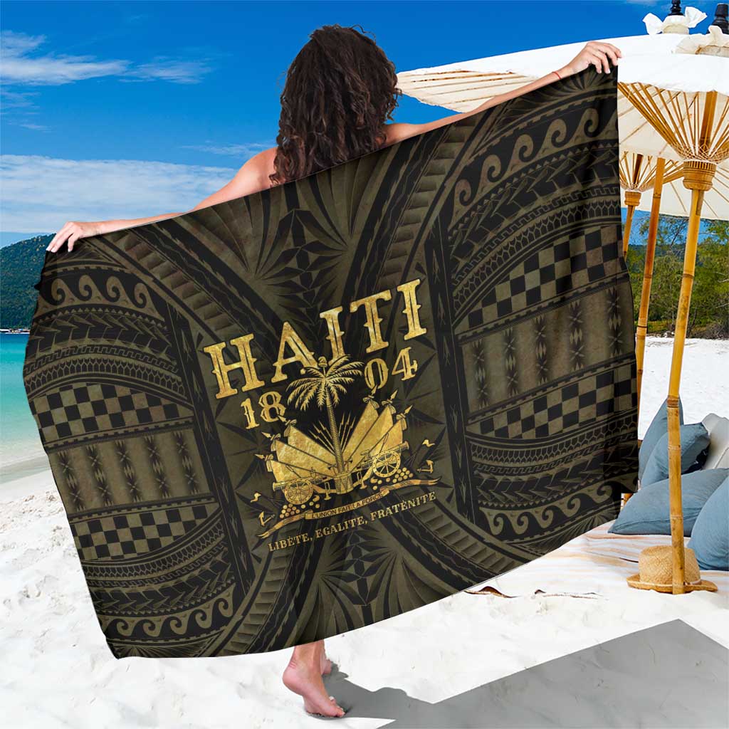 Haiti 1804 Sarong Polynesian Gold Neg Maron LT05 One Size 44 x 66 inches Gold - Polynesian Pride