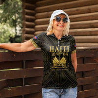 Haiti 1804 Women Polo Shirt Polynesian Gold Neg Maron