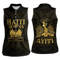 Haiti 1804 Women Sleeveless Polo Shirt Polynesian Gold Neg Maron