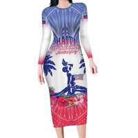 Personalised Haiti Independence Day Family Matching Long Sleeve Bodycon Dress and Hawaiian Shirt Neg Maron Polynesian Style LT05
