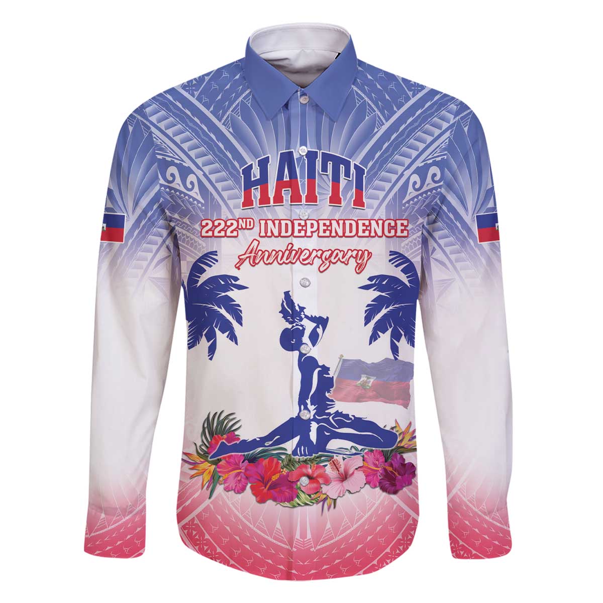 Personalised Haiti Independence Day Family Matching Off The Shoulder Long Sleeve Dress and Hawaiian Shirt Neg Maron Polynesian Style LT05