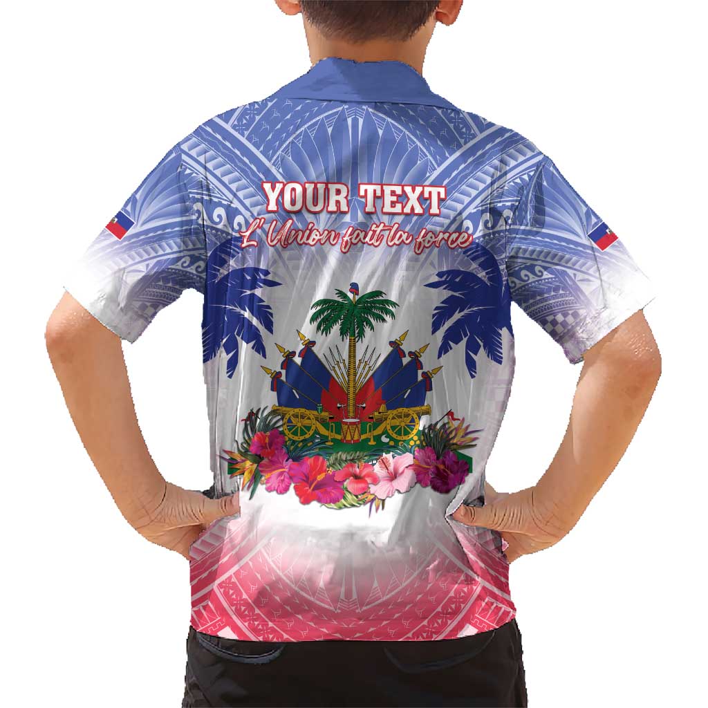 Personalised Haiti Independence Day Kid Hawaiian Shirt Neg Maron Polynesian Style LT05