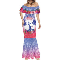Personalised Haiti Independence Day Mermaid Dress Neg Maron Polynesian Style LT05