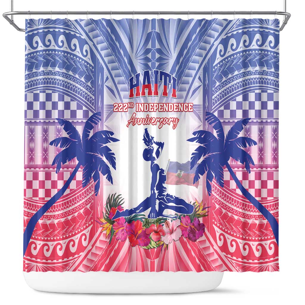 Haiti Independence Day Shower Curtain Neg Maron Polynesian Style LT05 Blue - Polynesian Pride