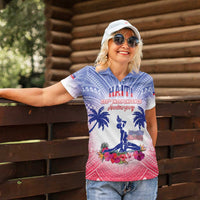 Personalised Haiti Independence Day Women Polo Shirt Neg Maron Polynesian Style LT05