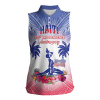 Personalised Haiti Independence Day Women Sleeveless Polo Shirt Neg Maron Polynesian Style