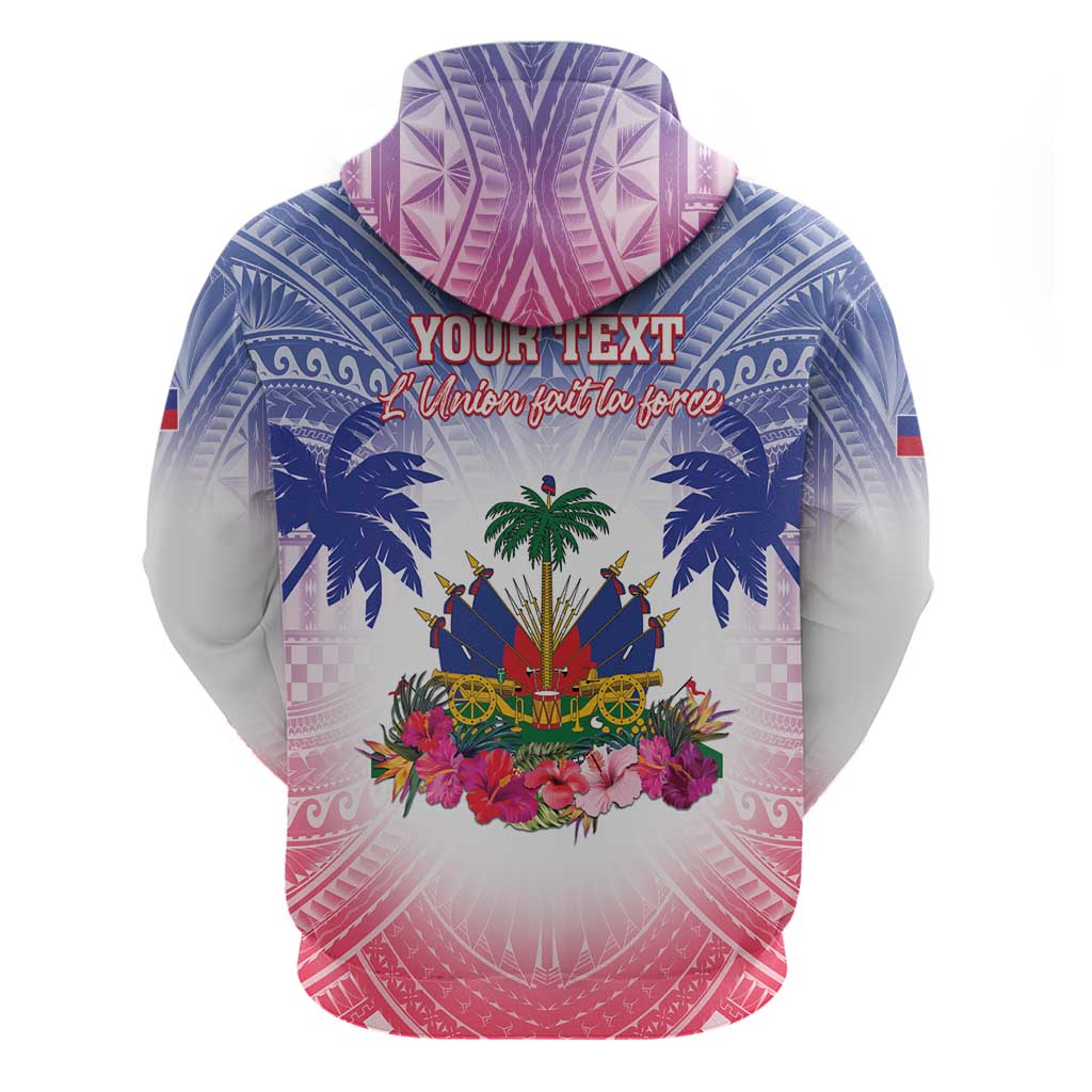 Personalised Haiti Independence Day Zip Hoodie Neg Maron Polynesian Style LT05
