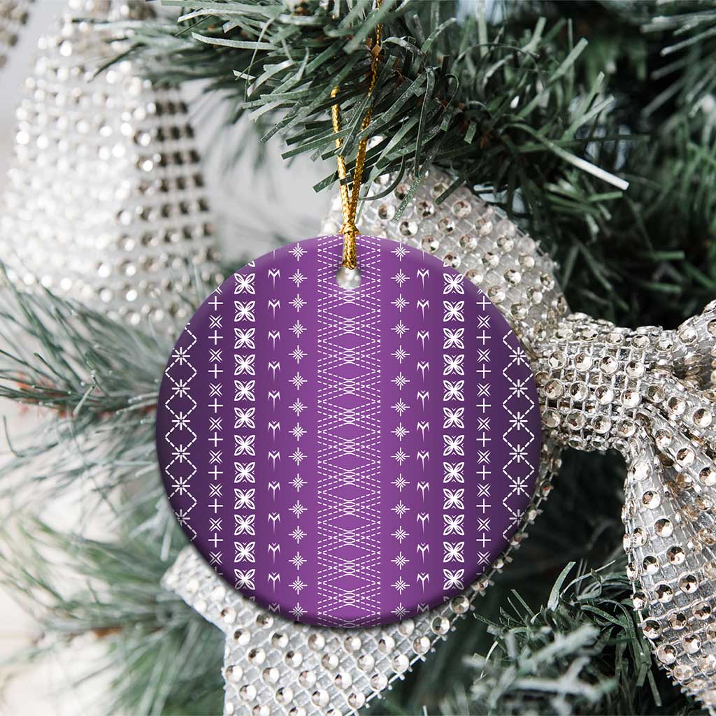 Purple Samoa Malu Tattoo Inspired Ceramic Ornament - Polynesian Pride