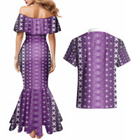 Purple Samoa Malu Tattoo Inspired Couples Matching Mermaid Dress and Hawaiian Shirt - Polynesian Pride