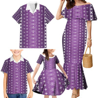 Purple Samoa Malu Tattoo Inspired Family Matching Mermaid Dress and Hawaiian Shirt - Polynesian Pride