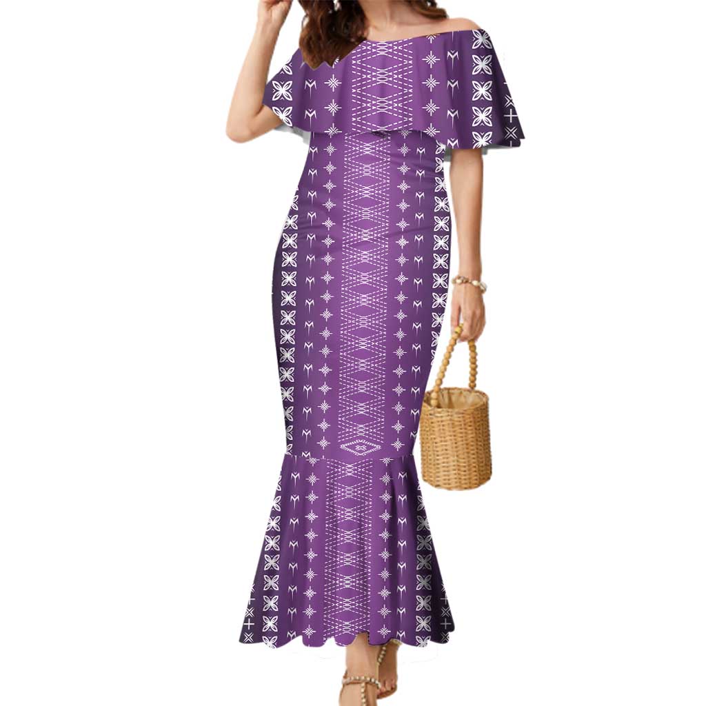 Purple Samoa Malu Tattoo Inspired Family Matching Mermaid Dress and Hawaiian Shirt - Polynesian Pride