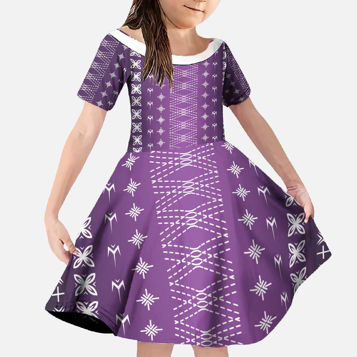Purple Samoa Malu Tattoo Inspired Family Matching Off The Shoulder Long Sleeve Dress and Hawaiian Shirt - Polynesian Pride