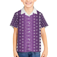 Purple Samoa Malu Tattoo Inspired Family Matching Off Shoulder Maxi Dress and Hawaiian Shirt - Polynesian Pride