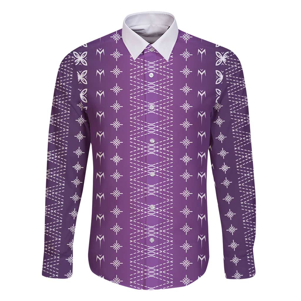 Purple Samoa Malu Tattoo Inspired Family Matching Off Shoulder Short Dress and Hawaiian Shirt - Polynesian Pride