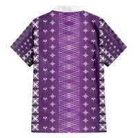 Purple Samoa Malu Tattoo Inspired Family Matching Short Sleeve Bodycon Dress and Hawaiian Shirt - Polynesian Pride