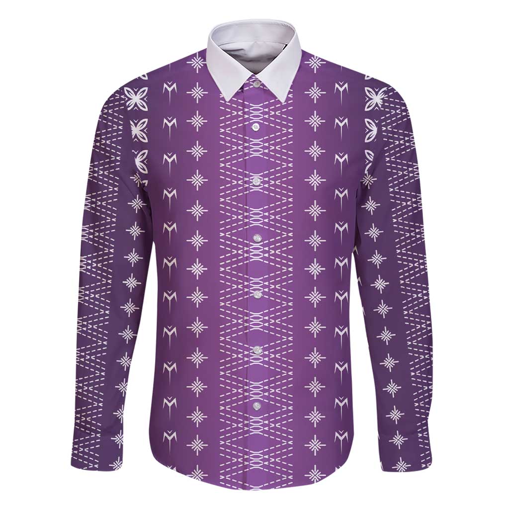 Purple Samoa Malu Tattoo Inspired Family Matching Short Sleeve Bodycon Dress and Hawaiian Shirt - Polynesian Pride