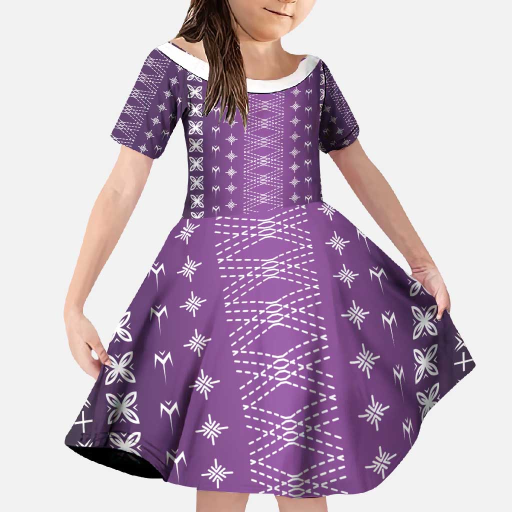 Purple Samoa Malu Tattoo Inspired Family Matching Summer Maxi Dress and Hawaiian Shirt - Polynesian Pride