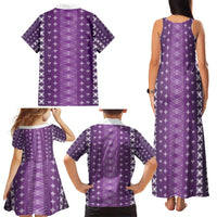 Purple Samoa Malu Tattoo Inspired Family Matching Tank Maxi Dress and Hawaiian Shirt - Polynesian Pride